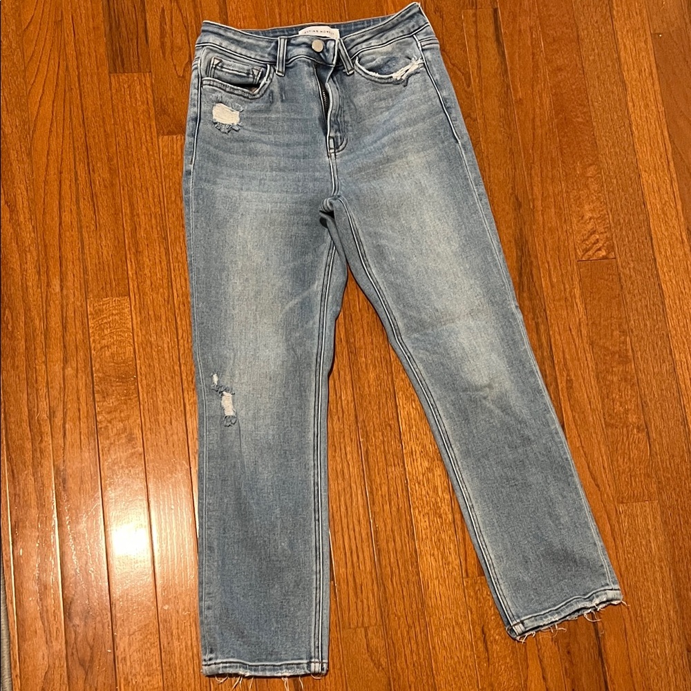 Flying Monkey Light Blue Distressed Ankle Jeans